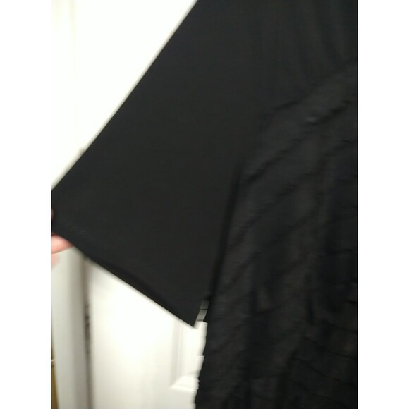 Maggie Barnes Woman 14/16 Blouse Black Front Sheer Tiered Ruffle S/S Pullover - Picture 8 of 9